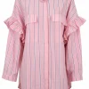 Cras Cph Skjorter<Flower Shirt - Pink Blue Stripe