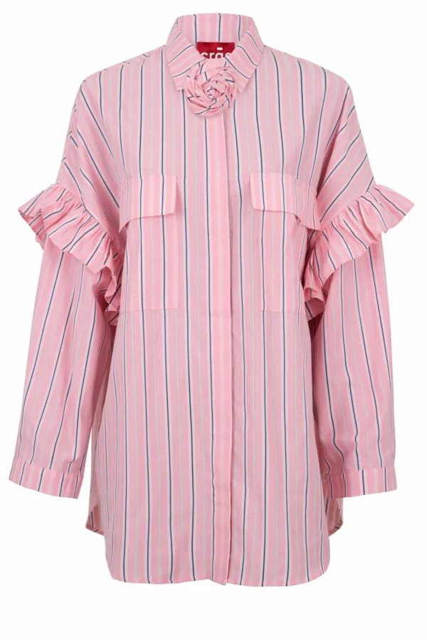 Cras Cph Skjorter<Flower Shirt - Pink Blue Stripe