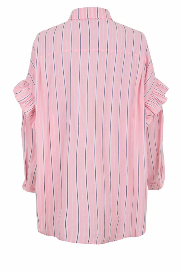 Cras Cph Skjorter<Flower Shirt - Pink Blue Stripe